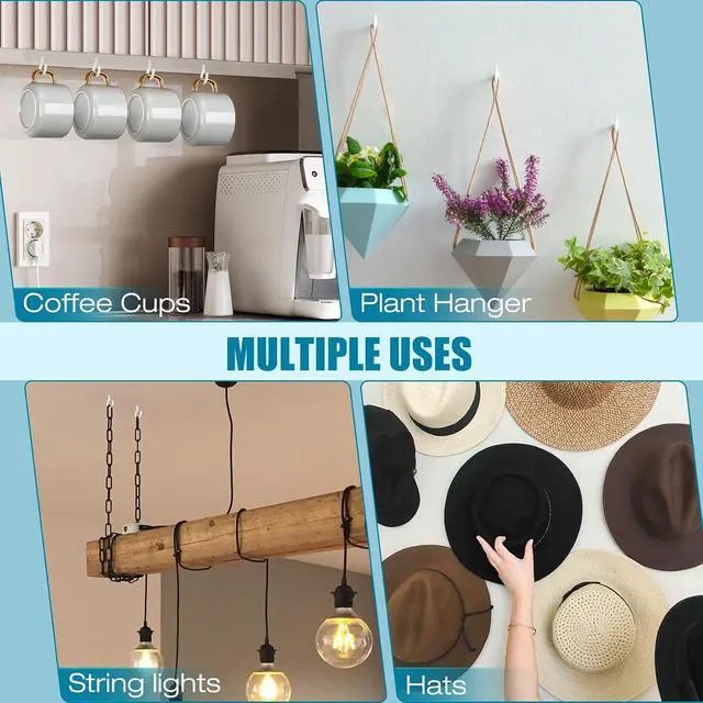 Alt view image 5 of 6 - Screw Hooks, 110Pcs White Vinyl-Coated Cup Hooks for Hanging