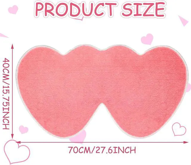 Alt view image 2 of 7 - NOVWANG Valentine's Day Rug, Pink Heart Bath Mat, Non-Slip Floor Carpet