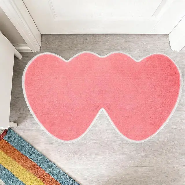 Main image of NOVWANG Valentine's Day Rug, Pink Heart Bath Mat, Non-Slip Floor Carpet