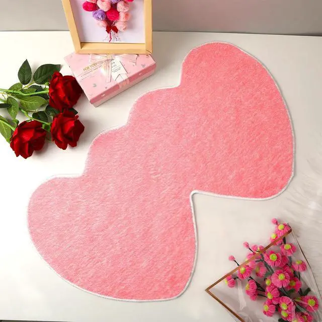Alt view image 5 of 7 - NOVWANG Valentine's Day Rug, Pink Heart Bath Mat, Non-Slip Floor Carpet