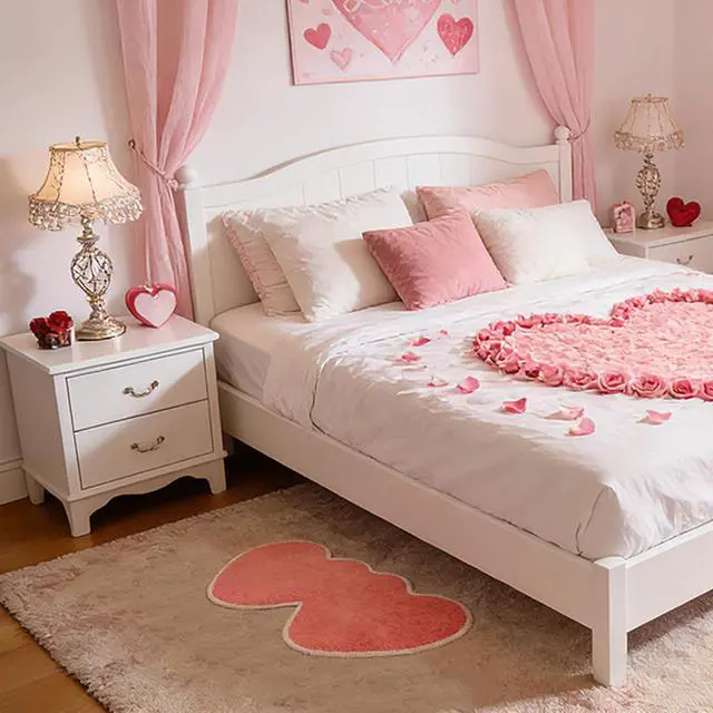 Alt view image 6 of 7 - NOVWANG Valentine's Day Rug, Pink Heart Bath Mat, Non-Slip Floor Carpet