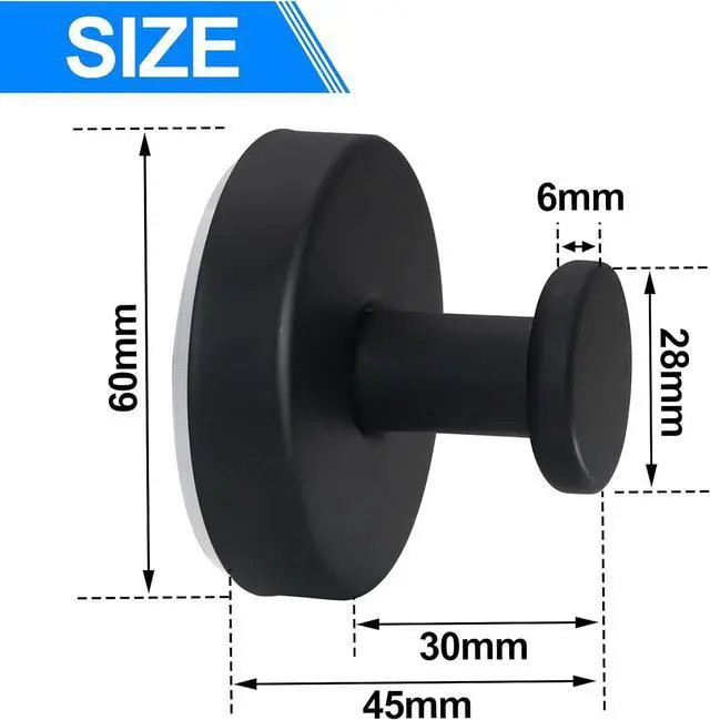 Alt view image 2 of 7 - 2-Pack Suction Cup Hooks for Shower, Towel Hooks for Bathrooms, Waterproof Stainless Steel Bath Hooks, for Towels, Loofah, Robes, Coat (Black)