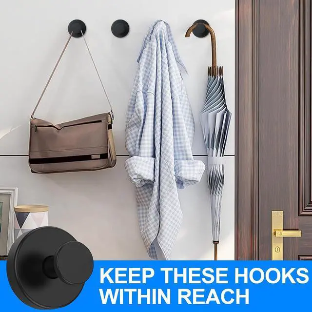 Alt view image 6 of 7 - 2-Pack Suction Cup Hooks for Shower, Towel Hooks for Bathrooms, Waterproof Stainless Steel Bath Hooks, for Towels, Loofah, Robes, Coat (Black)