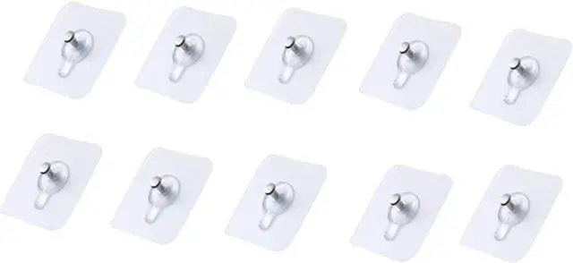 Main image of 10 Pack Transparent Adhesive Hooks, Wall Hangers Without Nails, Heavy Duty Waterproof Wall Hooks for Home and Office, Bathroom Hardware