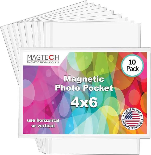 Main image of Magtech Magnetic Pocket Picture Frame, White, Holds 4 x 6 Inches Photos, 10, Made in the USA Pack (14610)