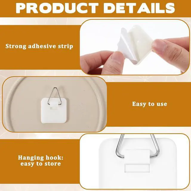 Alt view image 3 of 7 - Thinp 15 Pcs Adhesive Picture Hangers, Picture Hanging Hooks Without Nails Invisible Plate Hangers for The Wall Sticky Wall Plate Hanger for Photo Frame Foamboard Walls Art Decor