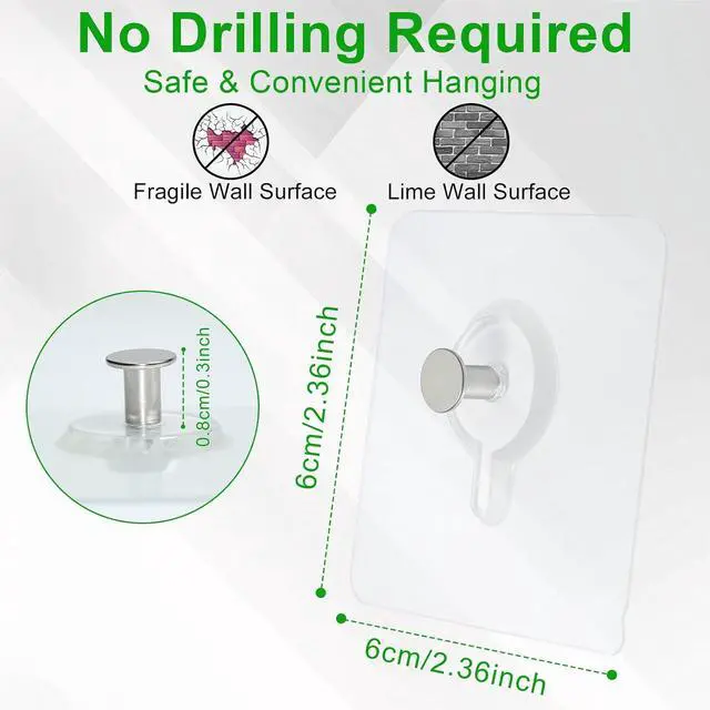 Alt view image 2 of 7 - Picture Hanging Hooks,6 PCS Heavy Duty Wall Hangers Without Nails