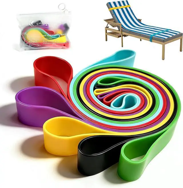 Main image of 6-Pack Beach Towel Bands for Cruise Chairs, 6 Solid Silicone Towel Clips Alternative, Windproof Cruise Accessories Must Haves & Beach Vacation Essentials(6 Regular)