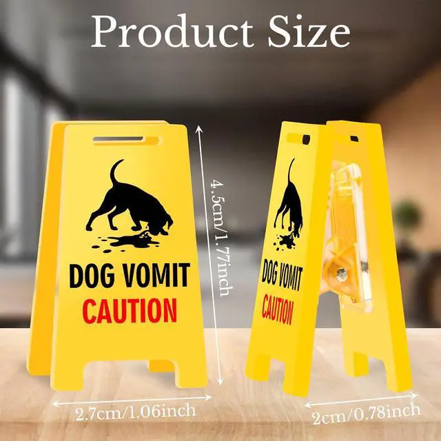 Alt view image 2 of 6 - Funny Office Desk Accessories Decor DOG VOMIT CAUTION Acrylic Humorous Dog Pet Accident Warning Do Not Disturb Mini Sign Paper Clips Funny Cute Gag Office Decorations Gifts for Work Women Dog lovers