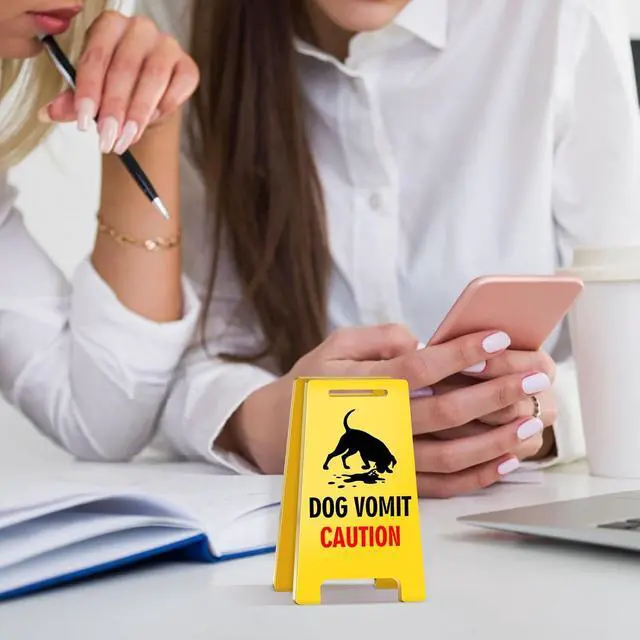 Alt view image 4 of 6 - Funny Office Desk Accessories Decor DOG VOMIT CAUTION Acrylic Humorous Dog Pet Accident Warning Do Not Disturb Mini Sign Paper Clips Funny Cute Gag Office Decorations Gifts for Work Women Dog lovers