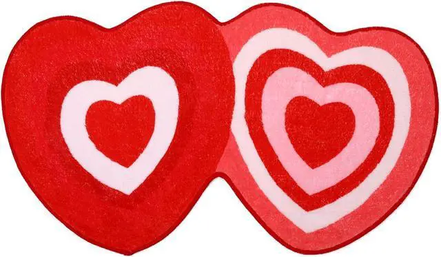 Main image of FEBSNOW 70 x 40 cm Heart Shaped Bath Rug, Red Pink White Love Shower Mat