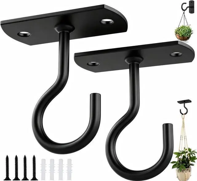Main image of Ceiling Hooks for Hanging Plants 2Pack 2.5in,Wall Plant Hooks Black