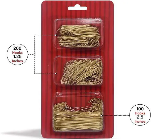 Alt view image 2 of 7 - Ornament Hooks Bexter 300 Pack Gold Metal Wire Hooks for Christmas Tree Decoration and Hanging, Holiday Decorating Hooks (Gold) (Happy Holidays!)
