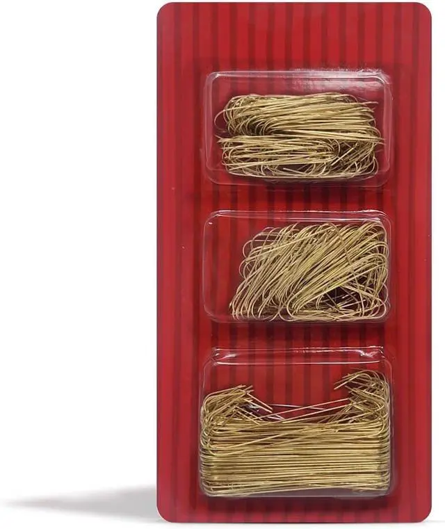 Alt view image 3 of 7 - Ornament Hooks Bexter 300 Pack Gold Metal Wire Hooks for Christmas Tree Decoration and Hanging, Holiday Decorating Hooks (Gold) (Happy Holidays!)