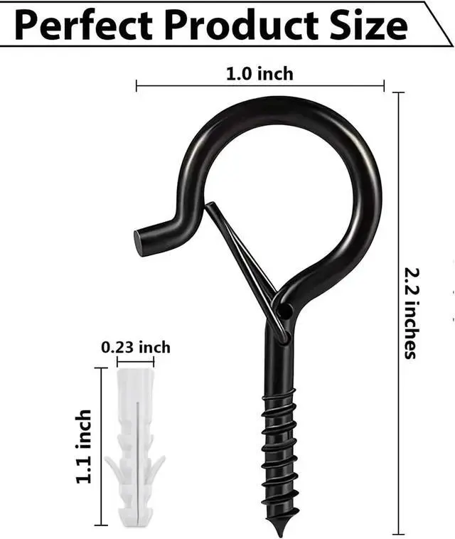 Alt view image 2 of 7 - 12 Pcs Ceiling Q Hanger Hooks for Hanging Plants 2.2inches Black