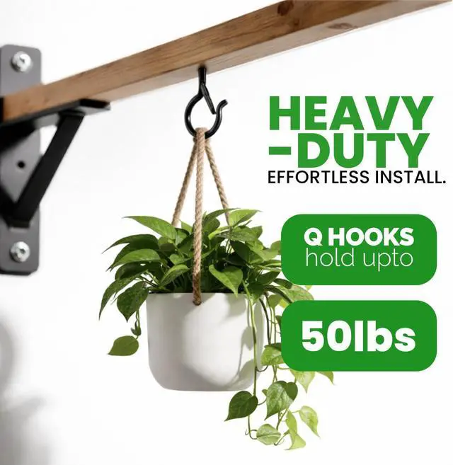 Alt view image 4 of 7 - 12 Pcs Ceiling Q Hanger Hooks for Hanging Plants 2.2inches Black