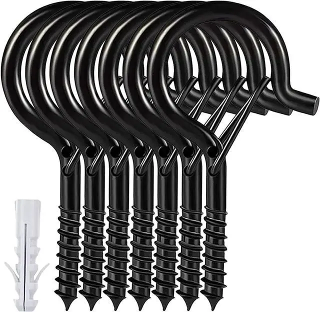 Main image of 12 Pcs Ceiling Q Hanger Hooks for Hanging Plants 2.2inches Black