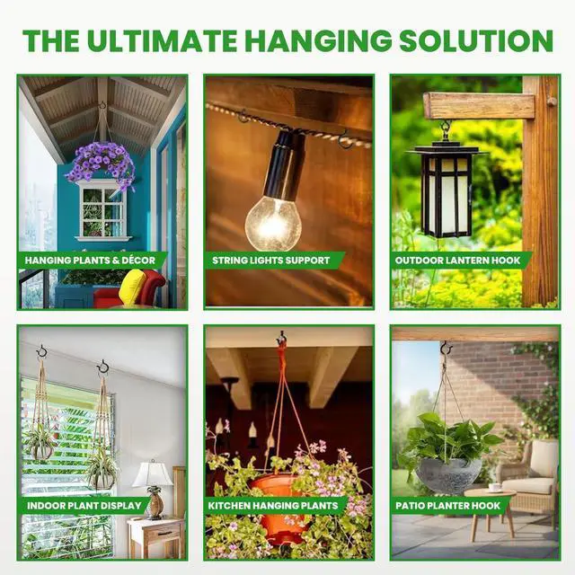 Alt view image 7 of 7 - 12 Pcs Ceiling Q Hanger Hooks for Hanging Plants 2.2inches Black