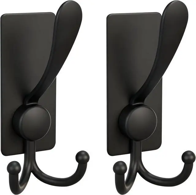 Main image of 2 Pack Adhesive Hooks, 8lb Stainless Steel Sticky Towel Hooks