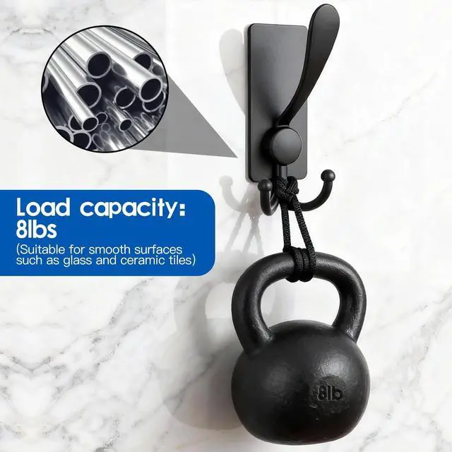 Alt view image 2 of 7 - 2 Pack Adhesive Hooks, 8lb Stainless Steel Sticky Towel Hooks