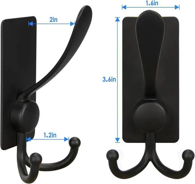 Alt view image 3 of 7 - 2 Pack Adhesive Hooks, 8lb Stainless Steel Sticky Towel Hooks