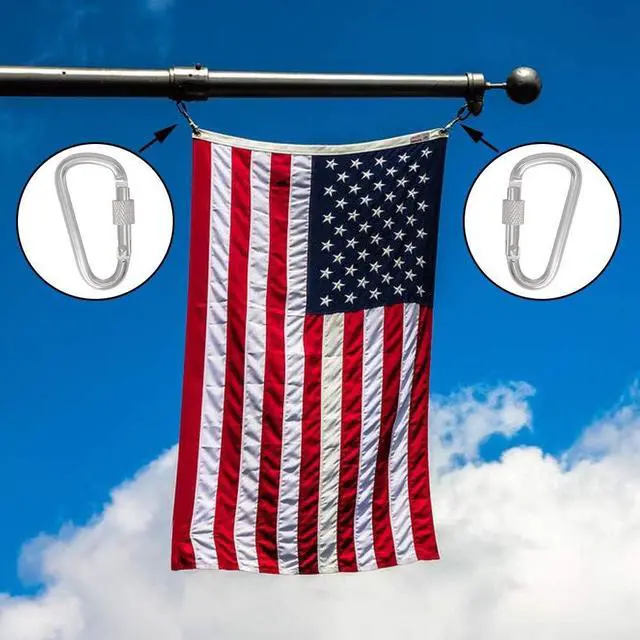 Alt view image 5 of 6 - Flags Snaps Hook, Aluminum Flags Pole Clips, Flags Hardware, Accessory for Backpack/Key Ring/Flags/Dog Leash (4 Pcs)