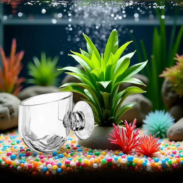 Alt view image 3 of 7 - Aquarium Plant Pot, Glass Fish Tank Plants Holder Aquarium Planter,Decoration Cup with Suction Cups for Fish Tank Ornament(Oval)