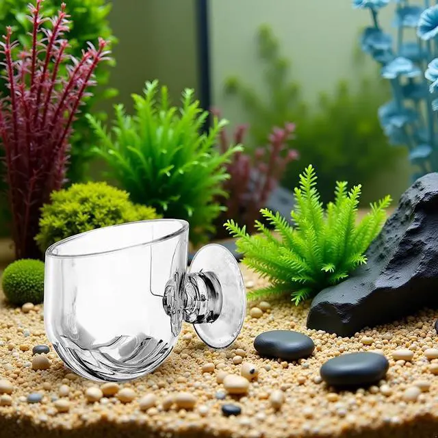 Alt view image 5 of 7 - Aquarium Plant Pot, Glass Fish Tank Plants Holder Aquarium Planter,Decoration Cup with Suction Cups for Fish Tank Ornament(Oval)