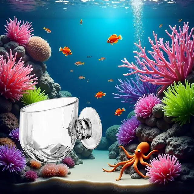 Alt view image 6 of 7 - Aquarium Plant Pot, Glass Fish Tank Plants Holder Aquarium Planter,Decoration Cup with Suction Cups for Fish Tank Ornament(Oval)