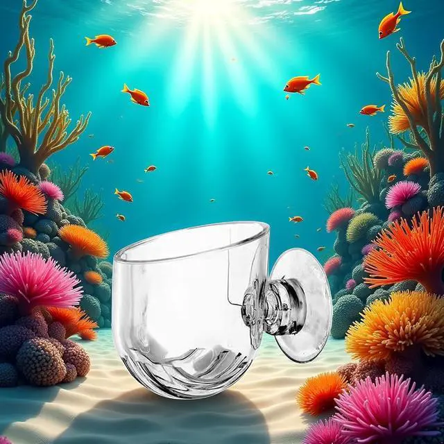 Alt view image 7 of 7 - Aquarium Plant Pot, Glass Fish Tank Plants Holder Aquarium Planter,Decoration Cup with Suction Cups for Fish Tank Ornament(Oval)
