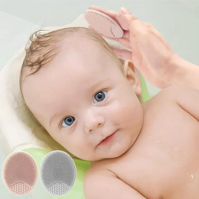 Alt view image 4 of 7 - PandaEar Baby Bath Rinse Cup, Silicone Baby Shampoo Rinser with 2 Pack Cradle Cap Brush for Kids Toddler Body Washing (Pink)