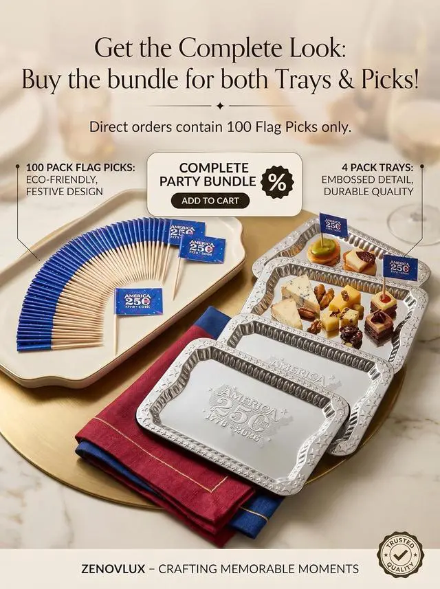 Alt view image 6 of 6 - 100 Pack America 250 Merchandise Toothpick Flags - Eco-Friendly USA 250th Anniversary Party Supplies & Cupcake Toppers - 1776-2026 Patriotic Mini Food Skewers for Appetizers, Charcuterie, July 4th