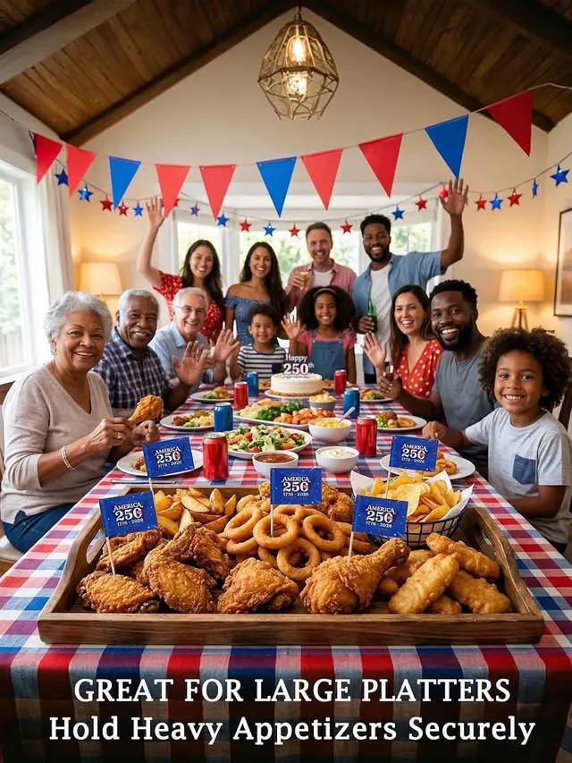 Alt view image 4 of 6 - 100 Pack America 250 Merchandise Toothpick Flags - Eco-Friendly USA 250th Anniversary Party Supplies & Cupcake Toppers - 1776-2026 Patriotic Mini Food Skewers for Appetizers, Charcuterie, July 4th