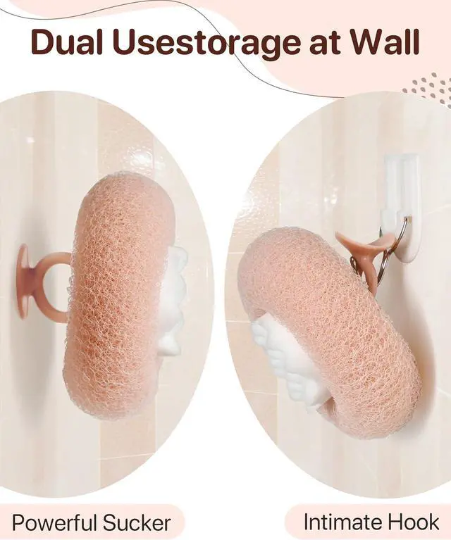 Alt view image 5 of 7 - Super Soft Sunflower Suction Cup Bath Ball, New Upgraded 2-in-1 Sunflower Ball Exfoliating Bath Sponge Cleaning Brush, Mesh Shower Body Sponge Accessories for Women, Men (Cyan+Pink)