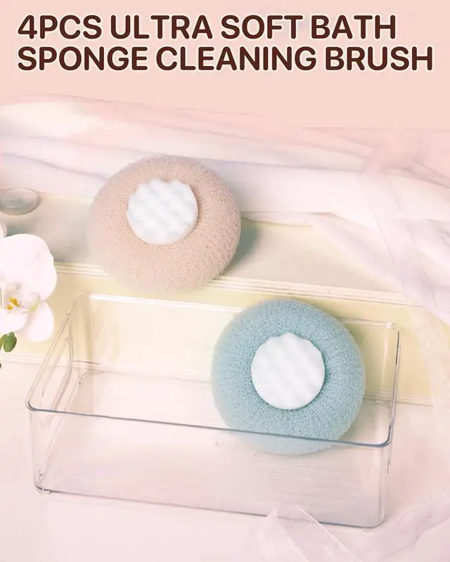 Alt view image 6 of 7 - Super Soft Sunflower Suction Cup Bath Ball, New Upgraded 2-in-1 Sunflower Ball Exfoliating Bath Sponge Cleaning Brush, Mesh Shower Body Sponge Accessories for Women, Men (Cyan+Pink)