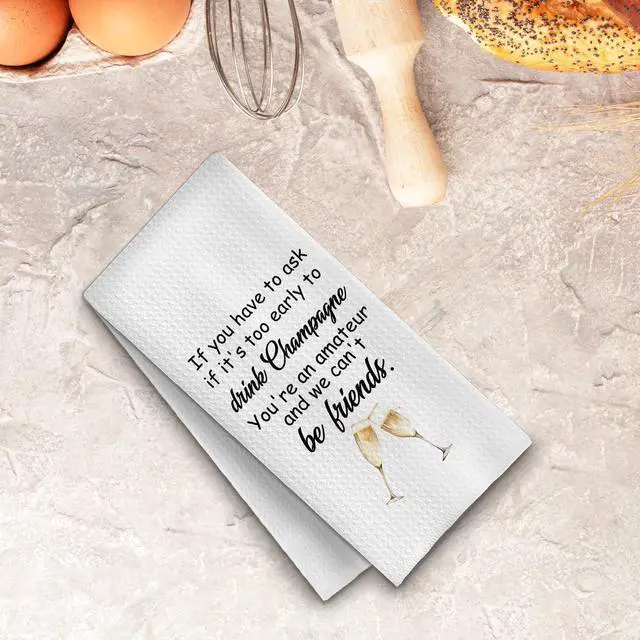 Alt view image 4 of 5 - Funny Champagne Kitchen Towels, Gifts for Champagne Lovers Friends Dish Tea Bar Towels for Kitchen Bar Cart Decor, Sparkling Wine Lover Gifts Decorative Hand Towels, 16x24 Inches