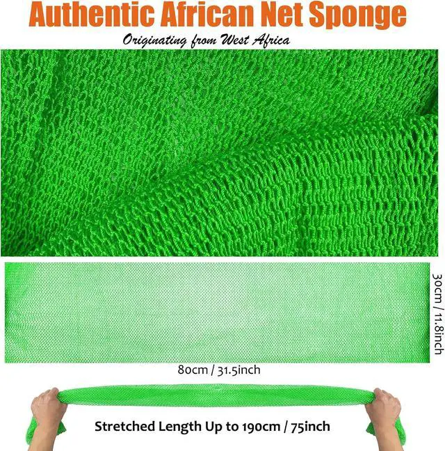 Alt view image 2 of 6 - Unifab African Net Sponge Authentic Real African Exfoliating Net Bath Sponge Wash Cloth Exfoliating Washcloth African Net Cloth Body Scrubber for Shower Green