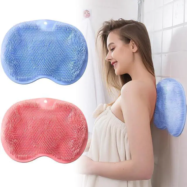 Main image of VOPHIA 2 Pack Shower Back & Foot Scrubber,Wall Mounted Back Scrubber Silicone Bath Massage Cushion Brush with Suction Cups,Bathroom Wash Foot Mat Exfoliating Dead Skin Foot Brush (L-Pink Blue)