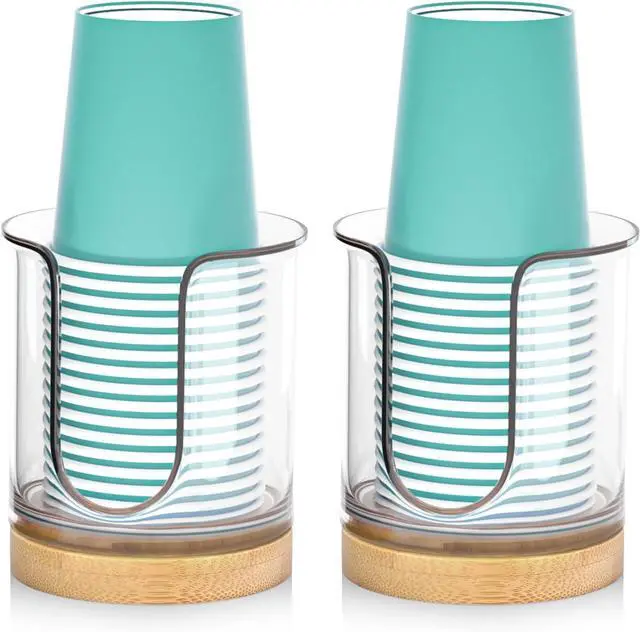 Main image of Bathroom Cup Dispenser for Countertops,2 Pack of Bathroom Cup Holders for 3 oz Cups,Small Cup Holder for Mouthwash and Paper Cups (Clear 2 Pack)