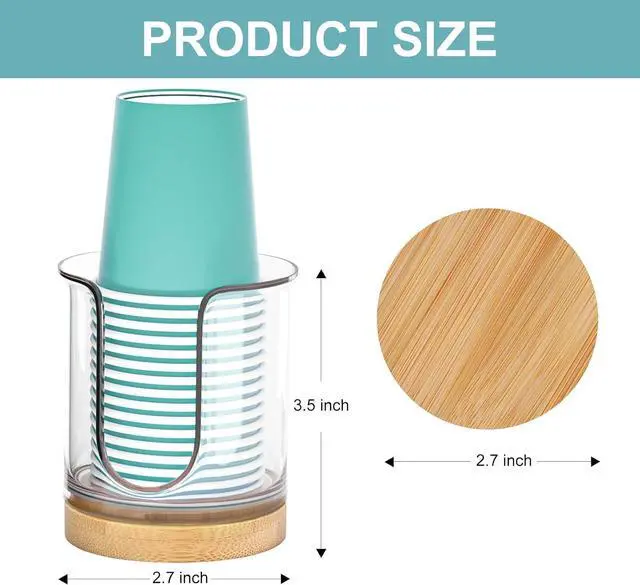 Alt view image 2 of 6 - Bathroom Cup Dispenser for Countertops,2 Pack of Bathroom Cup Holders for 3 oz Cups,Small Cup Holder for Mouthwash and Paper Cups (Clear 2 Pack)