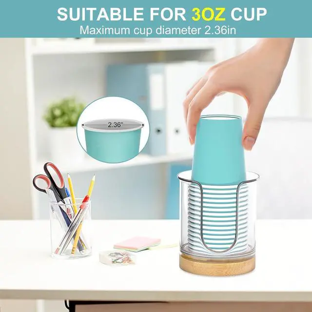 Alt view image 3 of 6 - Bathroom Cup Dispenser for Countertops,2 Pack of Bathroom Cup Holders for 3 oz Cups,Small Cup Holder for Mouthwash and Paper Cups (Clear 2 Pack)