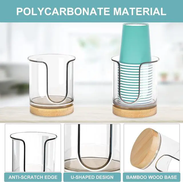 Alt view image 4 of 6 - Bathroom Cup Dispenser for Countertops,2 Pack of Bathroom Cup Holders for 3 oz Cups,Small Cup Holder for Mouthwash and Paper Cups (Clear 2 Pack)
