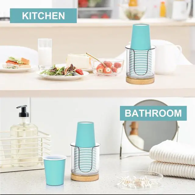 Alt view image 5 of 6 - Bathroom Cup Dispenser for Countertops,2 Pack of Bathroom Cup Holders for 3 oz Cups,Small Cup Holder for Mouthwash and Paper Cups (Clear 2 Pack)