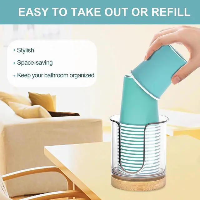 Alt view image 6 of 6 - Bathroom Cup Dispenser for Countertops,2 Pack of Bathroom Cup Holders for 3 oz Cups,Small Cup Holder for Mouthwash and Paper Cups (Clear 2 Pack)