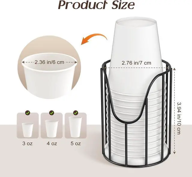 Alt view image 3 of 7 - Luxspire Bathroom Cup Dispenser, 3-5oz Dixie Cup Dispenser, Metal Dixie Cup Holder, Disposable Paper Cup Holder for Bathroom, Cotton Pad Holder, Guest Bathroom Essentials, Black