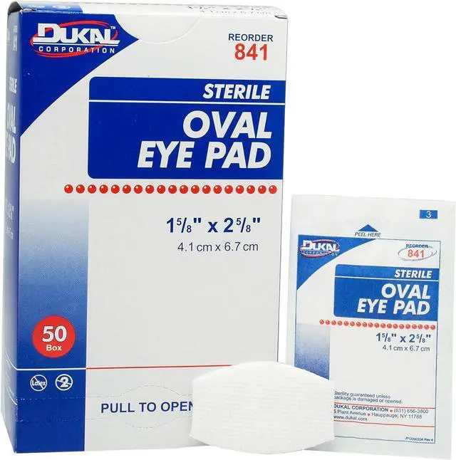 Main image of Dukal 841 Oval Eye Cotton Pads 1 5/8 in. x 2 5/8. in. (Box of 50)