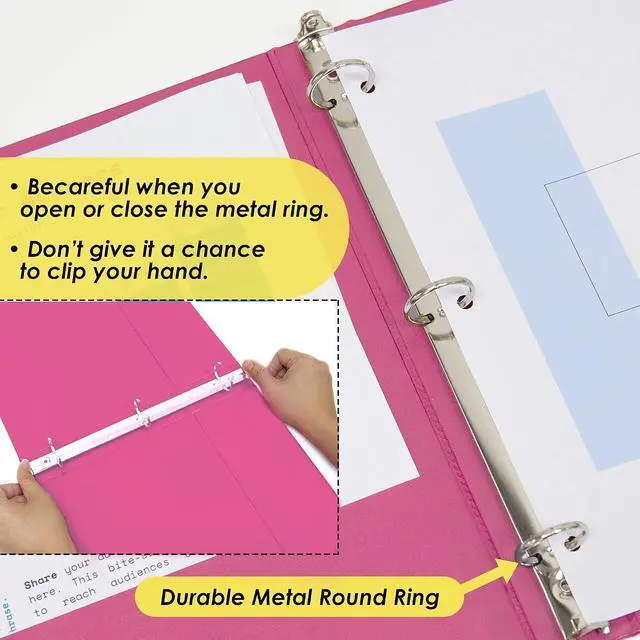 Alt view image 6 of 7 - BAZIC Products 1.5 in Fuchsia 3-Ring View Binder, Round Ring, 2 Pockets