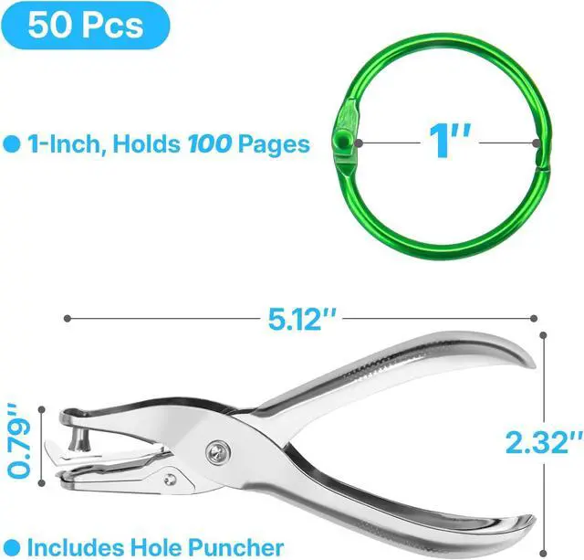 Alt view image 2 of 7 - OWLKELA 50 Pcs Binder Rings, 1 Inch, Assorted Colors