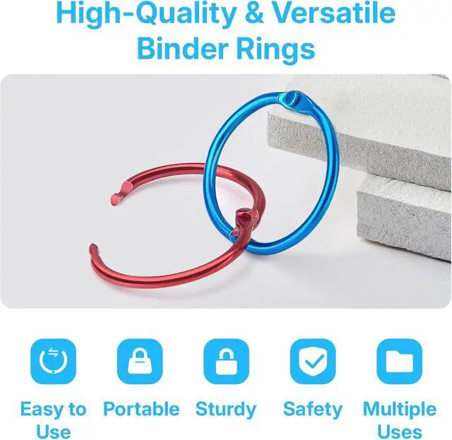 Alt view image 3 of 7 - OWLKELA 50 Pcs Binder Rings, 1 Inch, Assorted Colors