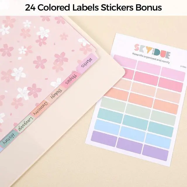 Alt view image 3 of 7 - 8 Tab Binder Dividers with Tabs, Floral Design, Thick Dividers for 3 Ring Binder, Letter Size, Tear-Resistant File Organizers, PinkFloral